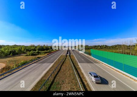 Bernsteinautobahn in Polen, Schnellstraße, mautpflichtige Autobahn in Polen Europa Stockfoto