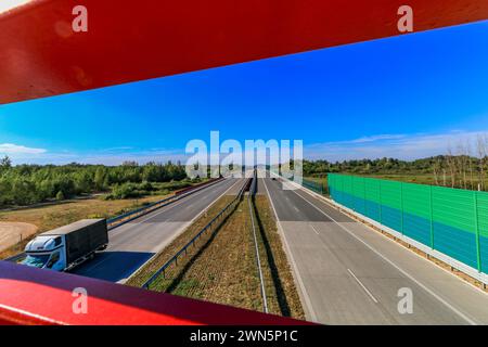 Bernsteinautobahn in Polen, Schnellstraße, mautpflichtige Autobahn in Polen Europa Stockfoto