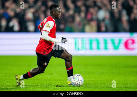 Rotterdam, Niederlande. Februar 2024. Rotterdam - Yankuba Minteh of Feyenoord während des Spiels zwischen Feyenoord und FC Groningen im Stadion Feijenoord de Kuip am 29. Februar 2024 in Rotterdam, Niederlande. Credit: Box to Box Pictures/Alamy Live News Stockfoto