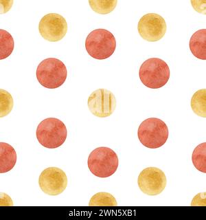 Farbiges Aquarellmuster auf weißem Hintergrund. Konfetti rot und gelb Stockfoto