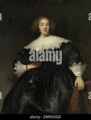 Rembrandt - Porträt einer jungen Frau mit einem Fan (1633) Stockfoto