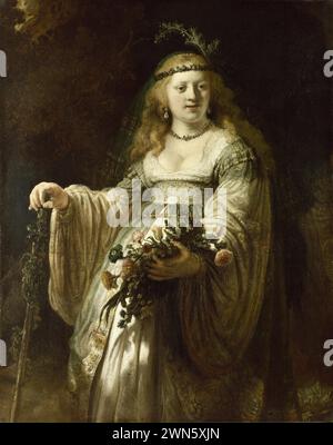 Rembrandt - Saskia van Uylenburgh in Arkadischen Kostüm (1635) Stockfoto