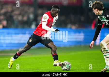 Rotterdam, Niederlande. Februar 2024. Rotterdam - Yankuba Minteh of Feyenoord während des Spiels zwischen Feyenoord und FC Groningen im Stadion Feijenoord de Kuip am 29. Februar 2024 in Rotterdam, Niederlande. Credit: Box to Box Pictures/Alamy Live News Stockfoto