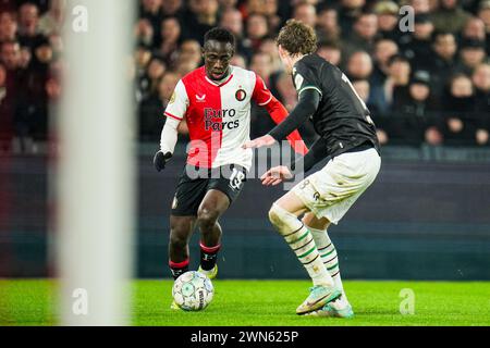 Rotterdam, Niederlande. Februar 2024. Rotterdam - Yankuba Minteh of Feyenoord während des Spiels zwischen Feyenoord und FC Groningen im Stadion Feijenoord de Kuip am 29. Februar 2024 in Rotterdam, Niederlande. Credit: Box to Box Pictures/Alamy Live News Stockfoto