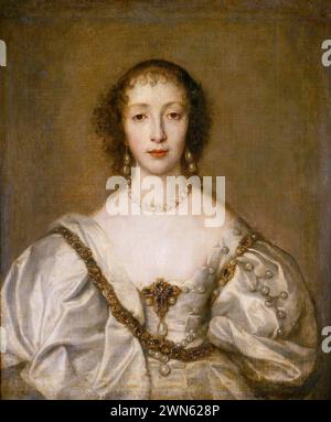 Van Dyck Antoon - Ritratto della regina Enrichetta Maria vista di fronte (1638) Stockfoto