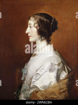 Van Dyck Antoon - Ritratto della regina Enrichetta Maria, profilo sinistro (1638) Stockfoto