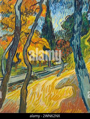 Van Gogh Vincent - Arbres dans le jardin de l'asile (1889) Stockfoto