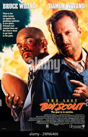 The Last Boy Scout (1991) von Tony Scott mit Bruce Willis, Damon Wayans und Chelsea Field. Ein zynischer Detective arbeitet mit einem Ex-Quarterback zusammen, um einen Mordfall zu lösen, der ein Profi-Football-Team und einen Politiker betrifft. US-Poster mit einem Blatt ***NUR FÜR REDAKTIONELLE ZWECKE***. Quelle: BFA / Warner Bros Stockfoto