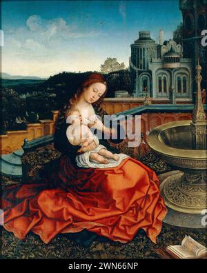 Van Orley Bernard - Madonna che allatta il Bambino alla fontana (1515c.) Stockfoto