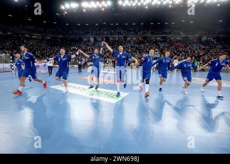 Zagreb, Kroatien. Februar 2024. Machineseeker EHF Champions League Gruppenspiel zwischen dem HC Zagreb und Paris Saint-Germain Handball in der Arena Zagreb, Kroatien am 29. Februar 2024. Celebration Credit: Pixsell/Alamy Live News Stockfoto