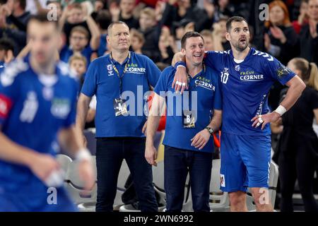 Zagreb, Kroatien. Februar 2024. Machineseeker EHF Champions League Gruppenspiel zwischen dem HC Zagreb und Paris Saint-Germain Handball in der Arena Zagreb, Kroatien am 29. Februar 2024. Celebration Credit: Pixsell/Alamy Live News Stockfoto