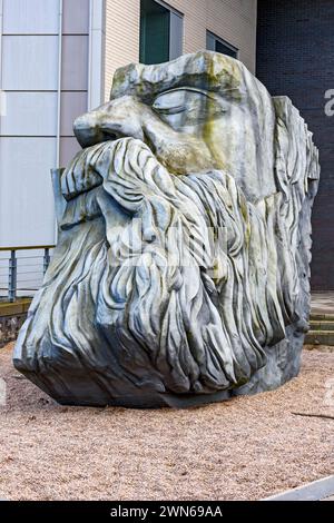 Engels’ Beard, eine Skulptur von Jai Redman, die auch eine Boulderwand ist. University of Salford, Manchester, England, Großbritannien Stockfoto