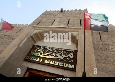 Al Fahidi Fort, antike arabische Festung im Dubai Museum, Vereinigte Arabische Emirate Stockfoto