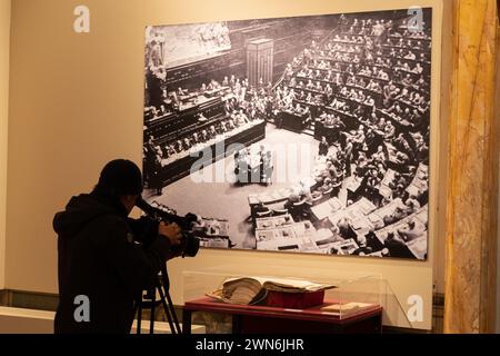 Rom, Italien. Februar 2024. Detail der Ausstellung ''GIACOMO MATTEOTTI. Leben und Tod eines Vaters der Demokratie“, im Museum von Rom im Palazzo Braschi (Kreditbild: © Matteo Nardone/Pacific Press via ZUMA Press Wire) NUR REDAKTIONELLE VERWENDUNG! Nicht für kommerzielle ZWECKE! Stockfoto