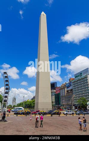 Obelisk auf der 9th July Avenue, Buenos Aires, Argentinien, Südamerika Stockfoto