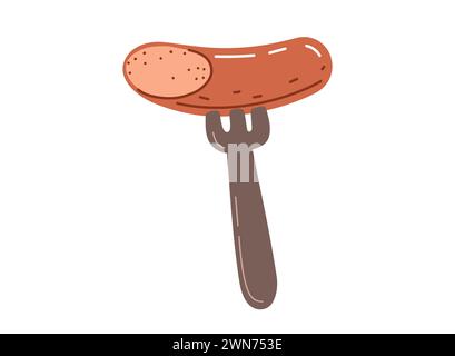 Gegrillte Wurst auf der Gabel.Barbecue Food.Vector Illustration in Cartoon-Stil Stock Vektor