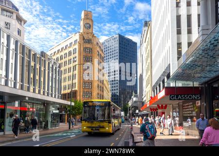 Straßenszene, Lambton Quay, Wellington Central, Wellington, Neuseeland Stockfoto