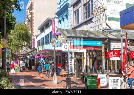 Fußgängerzone Cuba Street, Te Aro, Wellington, Neuseeland Stockfoto