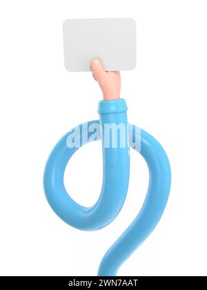 Cartoon Geste Symbol Mockup.3d Symbol braune Hand Hand hält Karte Geste. Realistische Illustration für soziale Medien, 3D-Rendering auf weißem Hintergrund Stockfoto