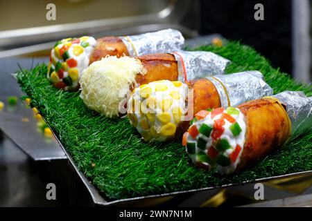 Indore Sarafa Basar, Indiens Hauptstadt von Midnight Food, Madhya Pradesh, Taste of India. Stockfoto