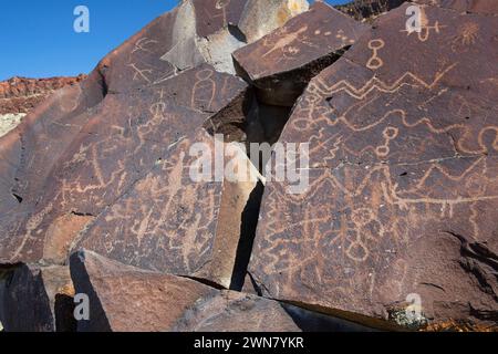 Schmierer Petroglyphen, Lakeview Bezirk Bureau of Landmanagement, Oregon Stockfoto