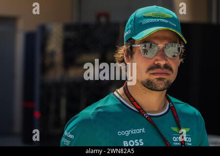 MANAMA, BAHRAIN, Bahrain International Circuit, 29.Feb.2024: Lance Walk of Canada und Aston Martin Aramco Cognizant F1 Team während der Formel 1 Bahra Stockfoto