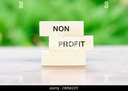 Non-Profit-Text auf Holzblöcken geschrieben Stockfoto