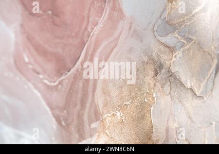 Luxuriöse Alkoholtinte. Struktur aus flüssigem Marmor. Moderner abstrakter Marmorhintergrund. Stockfoto