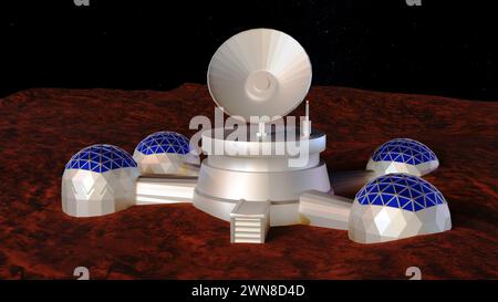 3D-Darstellung der Siedlung auf dem Planeten mars Stockfoto