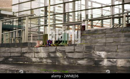 Walisische Bauern protestieren im Senedd, Cardiff Stockfoto