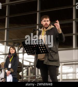 Walisische Bauern protestieren im Senedd, Cardiff Stockfoto