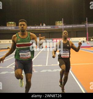 Birmingham, England 17. Februar 2024 Microplus UK Athletics Championships @ the Utilita Arena - Birmingham Saturday die Championships werden auch als offizielle Trial-Veranstaltung für Athleten dienen, um ihren Platz bei den Leichtathletik-Hallenweltmeisterschaften im März 2024 in Glasgow zu buchen. Dwain Chambers läuft im 60 m langen GED Noonan/Alamy Stockfoto