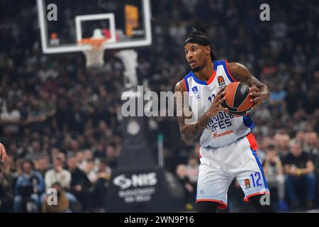 Belgrad, Serbien, 29. Februar 2023. Will Clyburn von Anadolu Efes Istanbul in Aktion während des Spiels der Turkish Airlines EuroLeague 2023/2024, Runde 27 zwischen Partizan Mozzart und Anadolu Efes Istanbul in der stark Arena in Belgrad, Serbien. Februar 2023. Quelle: Nikola Krstic/Alamy Stockfoto