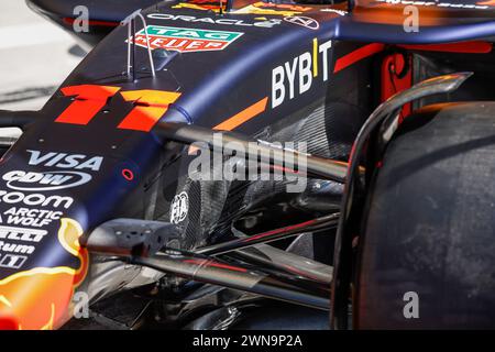 Red Bull Racing RB20, mechanische Federung während des Formel 1 Gulf Air Bahrain Grand Prix 2024, 1. Runde der FIA Formel-1-Weltmeisterschaft 2024 vom 29. Februar bis 2. März 2024 auf dem Bahrain International Circuit in Sakhir, Bahrain - Foto Xavi Bonilla / DPPI Stockfoto