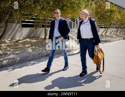Bahrain. März 2024. BAHRAIN - Helmut Marko (Red Bull Racing) im Fahrerlager vor dem dritten freien Training auf dem Bahrain International Circuit in der Wüste Sakhir vor dem Großen Preis von Bahrain. ANP REMKO DE WAAL Credit: ANP/Alamy Live News Stockfoto