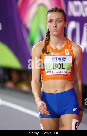 Glasgow, schottland, 01. März 202, Femke Bol (NED, 4x400 Meter Relay, 400 Meter) während der Leichtathletik-Weltmeisterschaft 2024 in der Emirates Arena, Glasgow am Freitag, 1. März 2024. (Foto: Pat Scaasi | MI News) Credit: MI News & Sport /Alamy Live News Stockfoto