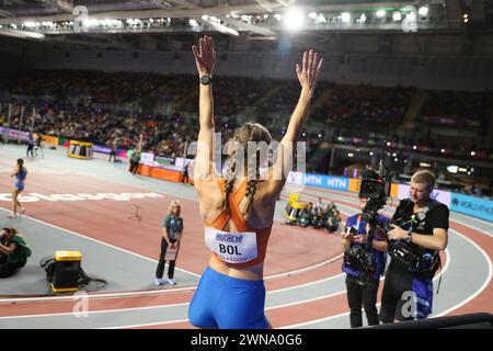 Glasgow, schottland, 01. März 202, Femke Bol (NED, 4x400 Meter Relay, 400 Meter) während der Leichtathletik-Weltmeisterschaft 2024 in der Emirates Arena, Glasgow am Freitag, 1. März 2024. (Foto: Pat Scaasi | MI News) Credit: MI News & Sport /Alamy Live News Stockfoto