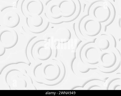 Weißer abstrakter Hintergrund mit kreisförmigem Papierschnitt. Stockfoto