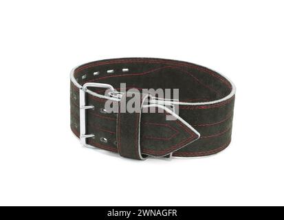 Olivgrüner Veloursleder wiegt Hebegürtel isoliert auf weißem Hintergrund Stockfoto