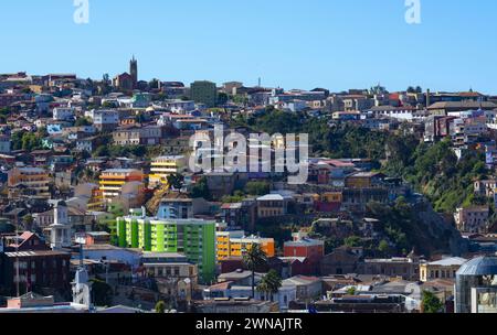 Blick auf die chilenische Stadt Valparaiso Stockfoto