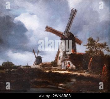 John Constable Painting, „Landscape with Windmülls near Haarlem, After Jacob van Ruisdael“, 1830. Englischer Landschaftsmaler, 1776-1837. Stockfoto