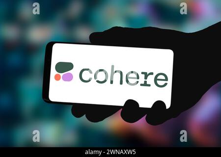 Das Firmenlogo von Cohere wird auf einem Smartphone angezeigt Stockfoto