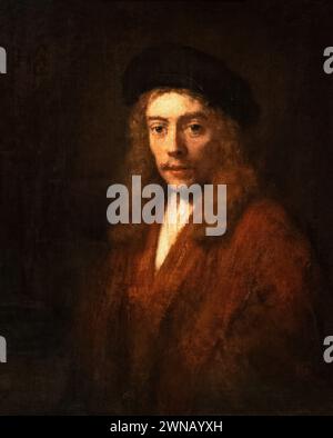 Rembrandt Gemälde; Portrait of a Young man 1668, vielleicht sein Sohn Titus. Rembrandt van Rijn, niederländischer Maler des Goldenen Zeitalters aus dem 17. Jahrhundert, Stockfoto