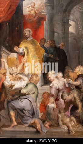 Peter Paul Rubens Gemälde, die Wunder des heiligen Ignatius von Loyola, 1619. Vorbereitungsmodello für den Altar der Kirche Sant Ambroglio, Genua. Stockfoto
