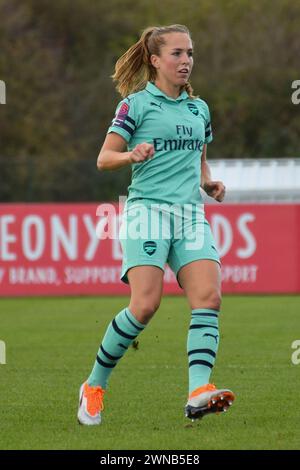 Bristol, England. 28. Oktober 2018. Lia Walti von Arsenal während des FA Women's Super League Spiels zwischen Bristol City und Arsenal im Stoke Gifford Stadium in Bristol, England, Großbritannien am 28. Oktober 2018. Quelle: Duncan Thomas/Majestic Media. Stockfoto