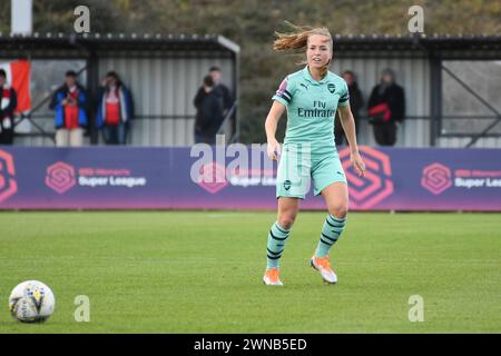 Bristol, England. 28. Oktober 2018. Lia Walti von Arsenal während des FA Women's Super League Spiels zwischen Bristol City und Arsenal im Stoke Gifford Stadium in Bristol, England, Großbritannien am 28. Oktober 2018. Quelle: Duncan Thomas/Majestic Media. Stockfoto