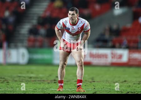 St Helens, Großbritannien. März 2024. Matt Whitley von St. Helens während des Spiels der Betfred Super League Runde 3 St Helens gegen Leigh Leopards im Totally Wicked Stadium, St Helens, Vereinigtes Königreich, 1. März 2024 (Foto: Mark Cosgrove/News Images) in St Helens, Vereinigtes Königreich am 1. März 2024. (Foto: Mark Cosgrove/News Images/SIPA USA) Credit: SIPA USA/Alamy Live News Stockfoto