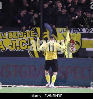 VELSEN-ZUID, 01-03-2024, Buko Stadion, niederländischer Fußball, Keuken Kampioen Divisie, Telstar - Roda JC, Saison 2023 - 2024, Roda JC Kerkrade Spieler Vaclav Sejk, erzielt hier die 1-1 für Roda JC Stockfoto