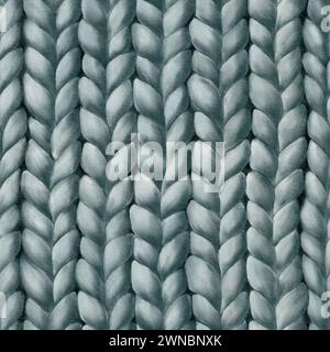 Nahtloses Strickmuster, Karo, Decke, Strickmuster. Handgezeichnete Aquarellillustration für die Gestaltung von Tapeten, Verpackungen, Verpackungen Stockfoto