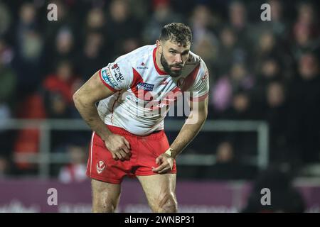 St Helens, Großbritannien. März 2024. Alex Walmsley aus St. Helens während des Spiels der Betfred Super League Runde 3 St Helens gegen Leigh Leopards im Totally Wicked Stadium, St Helens, Vereinigtes Königreich, 1. März 2024 (Foto: Mark Cosgrove/News Images) in St Helens, Vereinigtes Königreich am 1. März 2024. (Foto: Mark Cosgrove/News Images/SIPA USA) Credit: SIPA USA/Alamy Live News Stockfoto